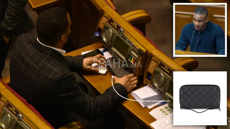 Жан Беленюк носит аксессуар от французского бренда Louis Vuitton, фото: Изым Каумбаев, 