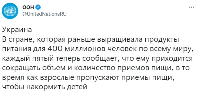 Скриншот из Твиттер-страницы ООН