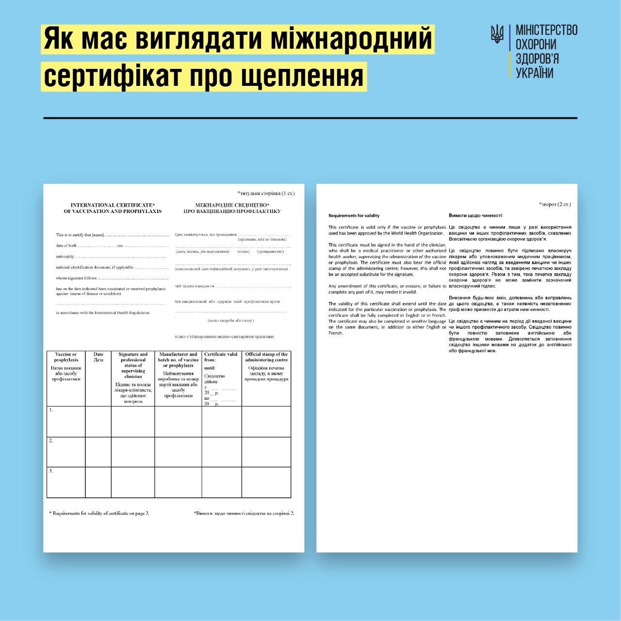 Международное свидетельство вакцинации - как выглядит