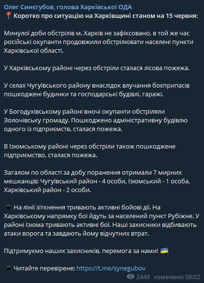 За минувшие сутки в Харьковской области в результате обстрелов ранены семь мирных жителей
