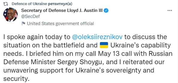 Глава Пентагона созванился с Резниковым. Обсудили Украину и разговор с Шойгу