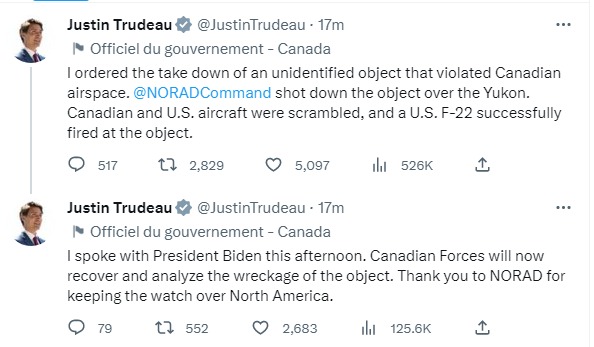 Скріншот з Твіттера Джастіна Трюдо