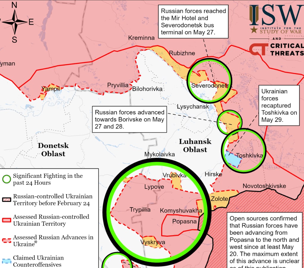 Карта боевых действий в Украине