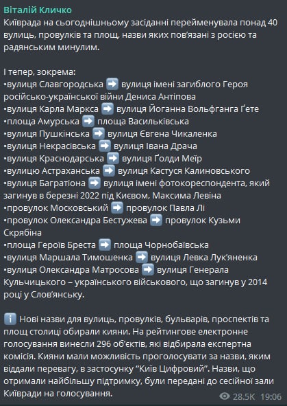 В Киеве переименовали улицы