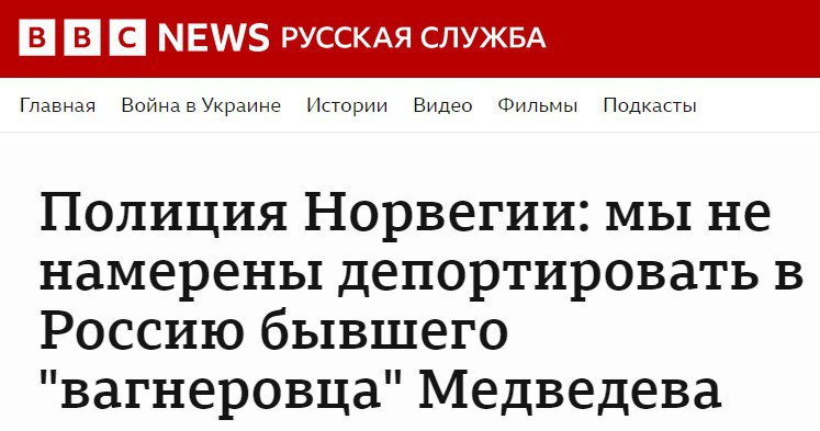 Норвегия не будет депортировать бывшего "вагнеровца" Медведев
