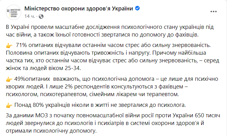 Психологическое состояние украинцев во время войны