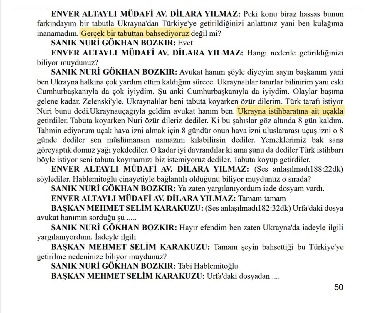 Покази Бозкіра в суді