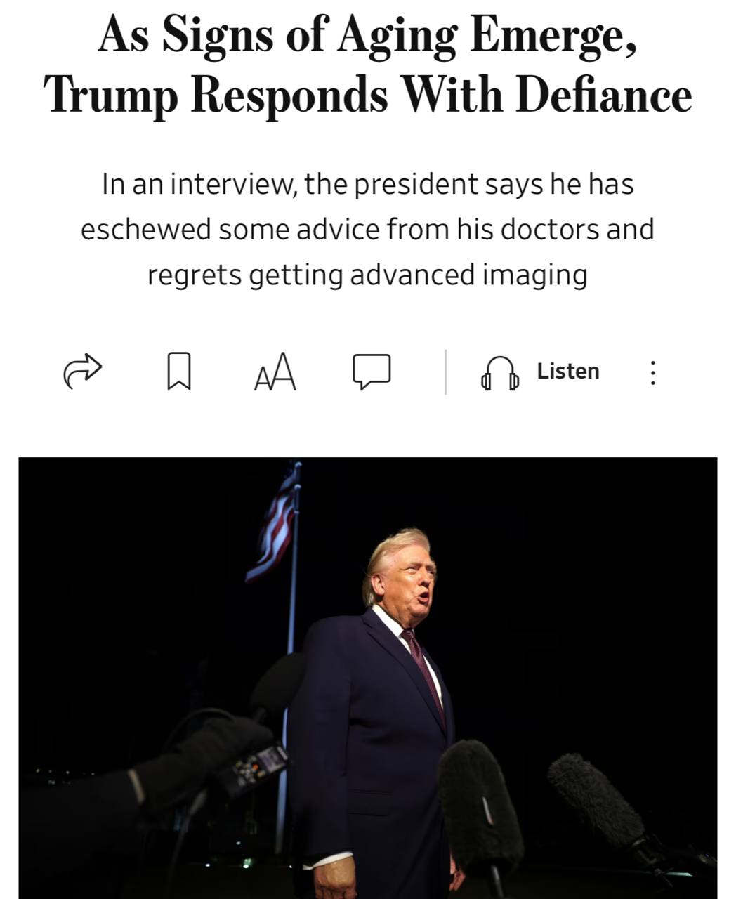 Президент США Дональд Трамп вже близько 25 років приймає великі дози аспірину, через що у нього легко з'являються синці