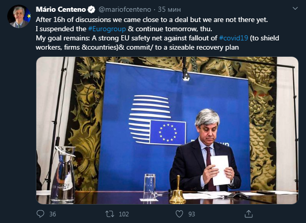 Скриншот: Twitter/ Mário Centeno