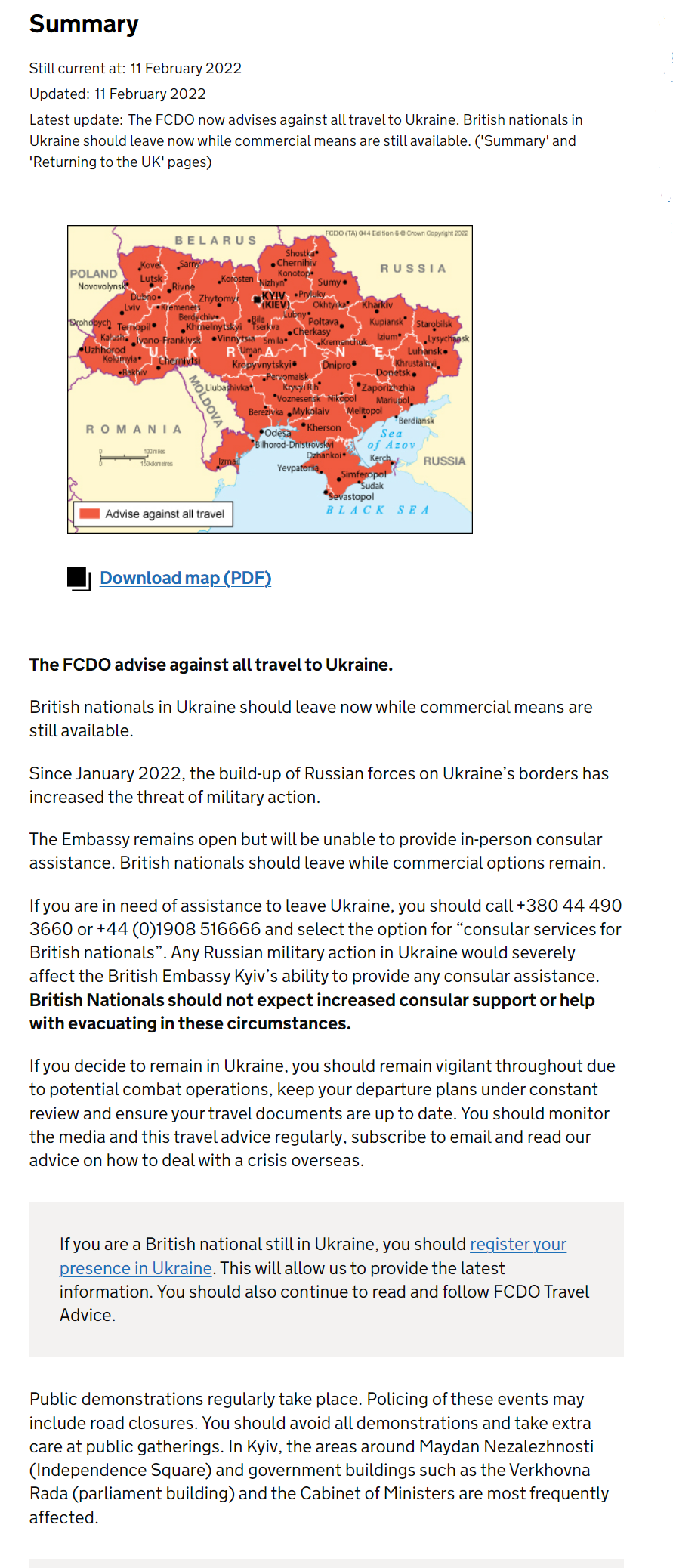 Скриншот с сайта Форин офис