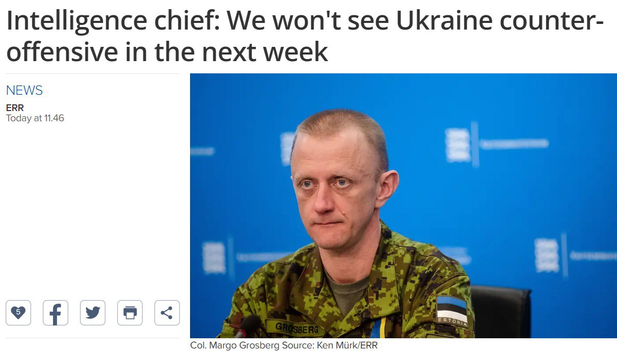 В Эстонии считают, что наступления ВСУ на следующей неделе не будет