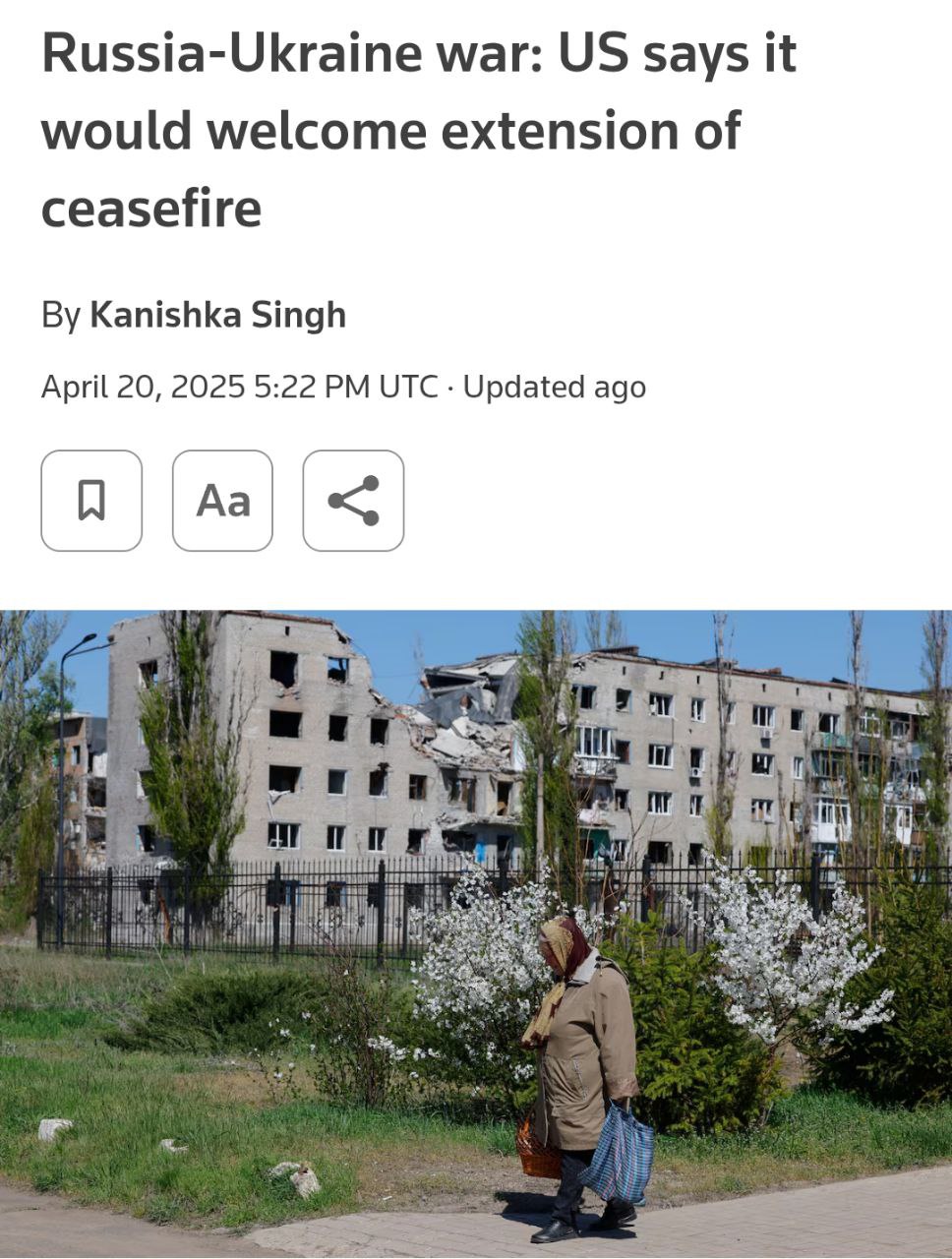 Знімок заголовка на reuters.com