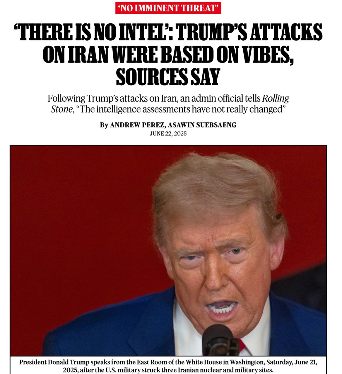 Снимок заголовка на rollingstone.com