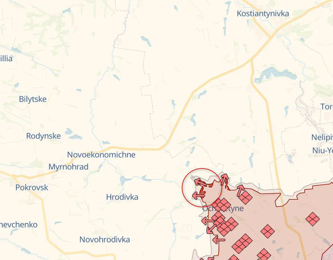 Карта боевых действий - Очеретино. Источник - Deep State