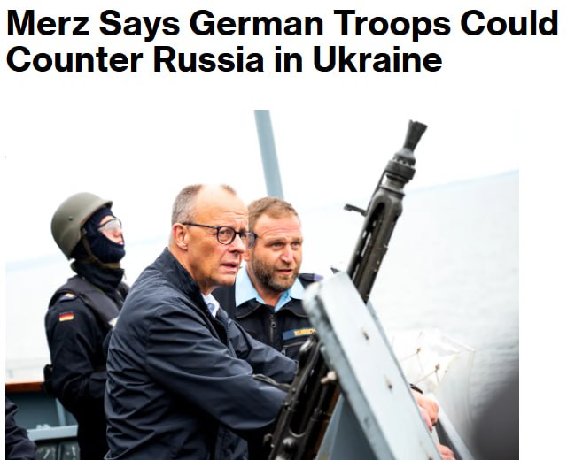 Знімок заголовка на Bloomberg.com - Німеччина готова відправити війська до України як миротворчі сили стримування