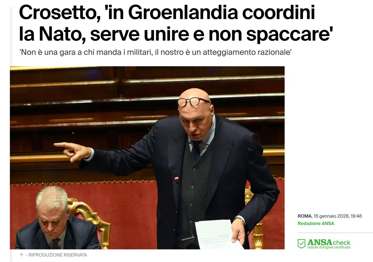 Знімок заголовка на ansa.it -